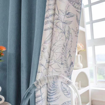 QYFL2302KA 2023 New Arrival Petrel Blue Pink Green Chenille Ready Made Curtains