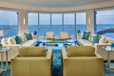 Example of a huge trendy living room design in Miami