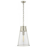 Visual Comfort - Robinson Pendant, 1-Light, Polished Nickel, Clear Glass, 11.75"W - This beautiful pendant will magnify your home with a perfect mix of fixture and function. This fixture adds a clean, refined look to your living space. Elegant lines, sleek and high-quality contemporary finishes.Visual Comfort has been the premier resource for signature designer lighting. For over 30 years, Visual Comfort has produced lighting with some of the most influential names in design using natural materials of exceptional quality and distinctive, hand-applied, living finishes.