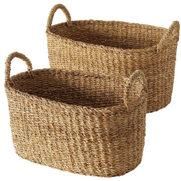 Set of 2 Oval Seagrass Baskets