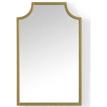 Pemberly Row Modern Metal Decorative Bathroom Mirror in Soft Gold
