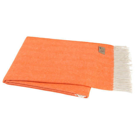 Italian Herringbone Throw, Tangerine