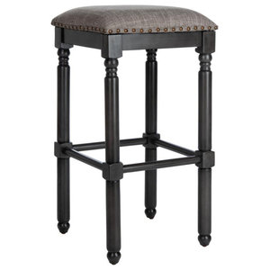 BOWERY HILL 34 Swivel Tall Bar Stool in Washed Brown and Black 