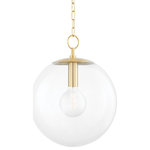 Mitzi by Hudson Valley Lighting - Juliana 1-Light Large Pendant Aged Brass - Just when you thought the perfect globe light didn't exist, Juliana swoops in and gets it right. Exquisite metalwork framing an enclosed glass globe is a mark of true craftsmanship, creating a seamless silhouette for any setting. Available in aged brass, old bronze, and polished nickel, the style is also designed in two sizes to complement different environments.