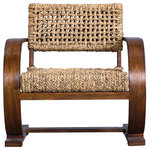 Uttermost - Uttermost Rehema Natural Woven Accent Chair - Uttermost Rehema Natural Woven Accent ChairA Modern Bohemian Accent, Featuring A Natural Woven Banana Fiber Seat On A Curved Solid Wood Frame Giving Flexible Movement, Layered In A Teak Veneer With A Smooth Weathered Pecan Stain.Uttermost's Chairs Combine Premium Quality Materials With Unique High-style Design.With The Advanced Product Engineering And Packaging Reinforcement, Uttermost Maintains Some Of The Lowest Damage Rates In The Industry.  Each Product Is Designed, Manufactured And Packaged With Shipping In Mind. MATERIALS: JAVAWOOD WITH BANANA FIBRE AND VENEERA Modern Bohemian Accent, Featuring A Natural Woven Banana Fiber Seat On A Curved Solid Wood Frame Giving Flexible Movement, Layered In A Teak Veneer With A Smooth Weathered Pecan Stain. Seat Height Is 15".