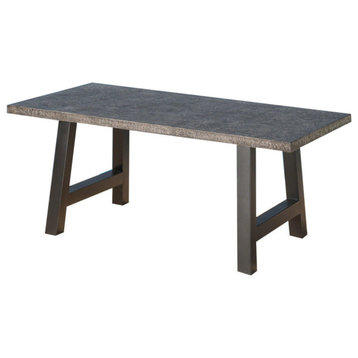 GDF Studio Doris Outdoor Gray Stone Finish Light Weight Concrete Dining Table