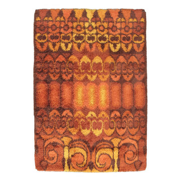 Modernist Danish Rya Rug 4' 6" x 6' 5"