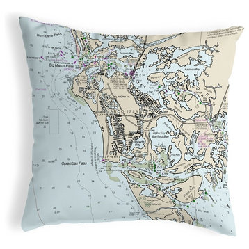 Betsy Drake Marco Island, FL Nautical Map Noncorded Indoor/Outdoor Pillow 18x18