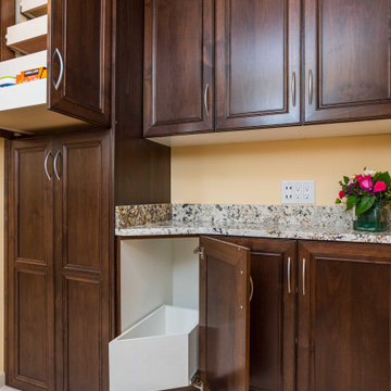 Transitional Style Laundry/Mudroom With Medium Stained Maple Cabinets