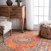 Persian Olivia Area Rug, Rectangle, Orange, 5'x7'5"