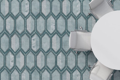 Inspiration for a vinyl floor home office remodel in Milwaukee
