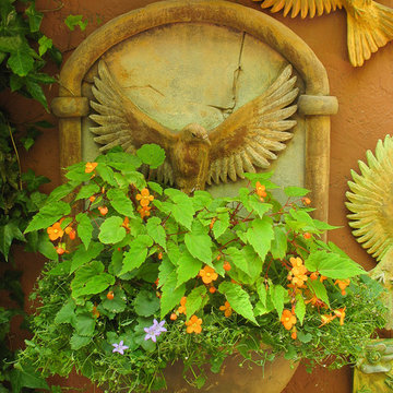 Colored walls in the garden