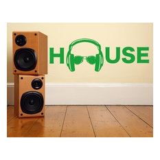 House Music Wall Decal, White, 16"x5"