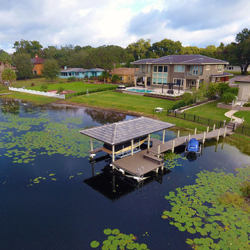 Walkway & Covered Boat Lift w/ Activity Deck