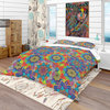 Colored indian Ornament Bohemian and Eclectic Duvet Cover, Queen
