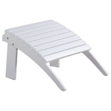 Hawthorne Collections Transitional Wood Outdoor Ottoman in White