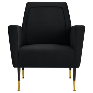 Inspired Home Holt Accent Chair Velvet/Linen 30Lx32Wx36H, Black