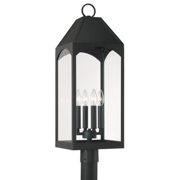 Burton Four Light Outdoor Post Lantern, Black