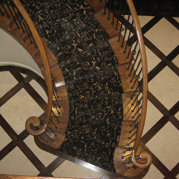 5" Hand Scraped Hardwood and 24" Marble Tile Inlay