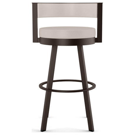 Amisco Browser Swivel Counter and Bar Stool, Cream Faux Leather / Dark Brown Metal, Counter Height
