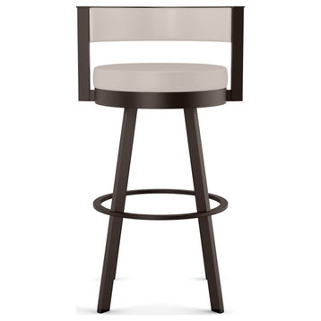 Amisco Browser Swivel Counter and Bar Stool, Cream Faux Leather / Dark Brown Metal, Counter Height