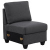 Six Seat Fabric Reversible Modular Sectional Sofa with Ottoman-Dark Gray
