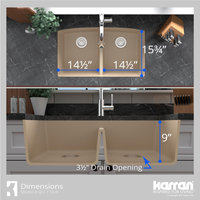 Karran Undermount Quartz 32" 50/50 Double Bowl Kitchen Sink, Bisque