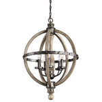 Kichler - Kichler Evan Chandelier in Distressed Antique Gray, 20 - Distressed woods. Hammered metals. Endless charm. With this 3 light chandelier from the Evan(TM) collection, you will effortlessly elevate and enhance any space in your home. The center column grounds each piece with a furniture-style shape, and the light wood tones coordinate with a rich Distressed Antique Gray Wood finish and Anvil Iron detailing.