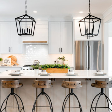 Kitchen Island & Range Wall – Soft Contrast + Industrial Warmth