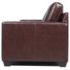 Maklaine Brown Leather Topstitched Sofa with Track Arm