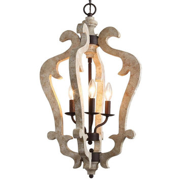 farmhouse 3-Light wood chandelier