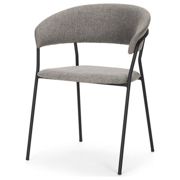 Carolyn Dining Chair With Gray Fabric and Matte Black Metal