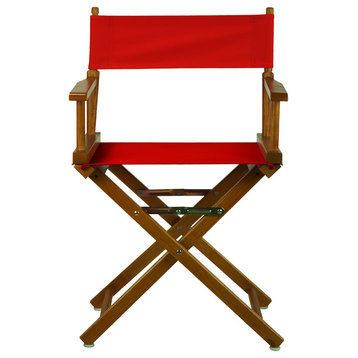 18" Director's Chair With Honey Oak Frame, Red Canvas