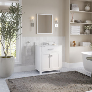 Polaris Bathroom Vanity, Single Sink, 30", Pure White, Freestanding