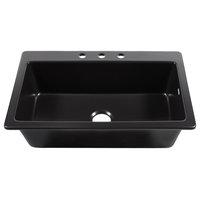 Jackson Matte Black Fireclay 33" Single Bowl Drop-In Kitchen Sink with 3 Holes