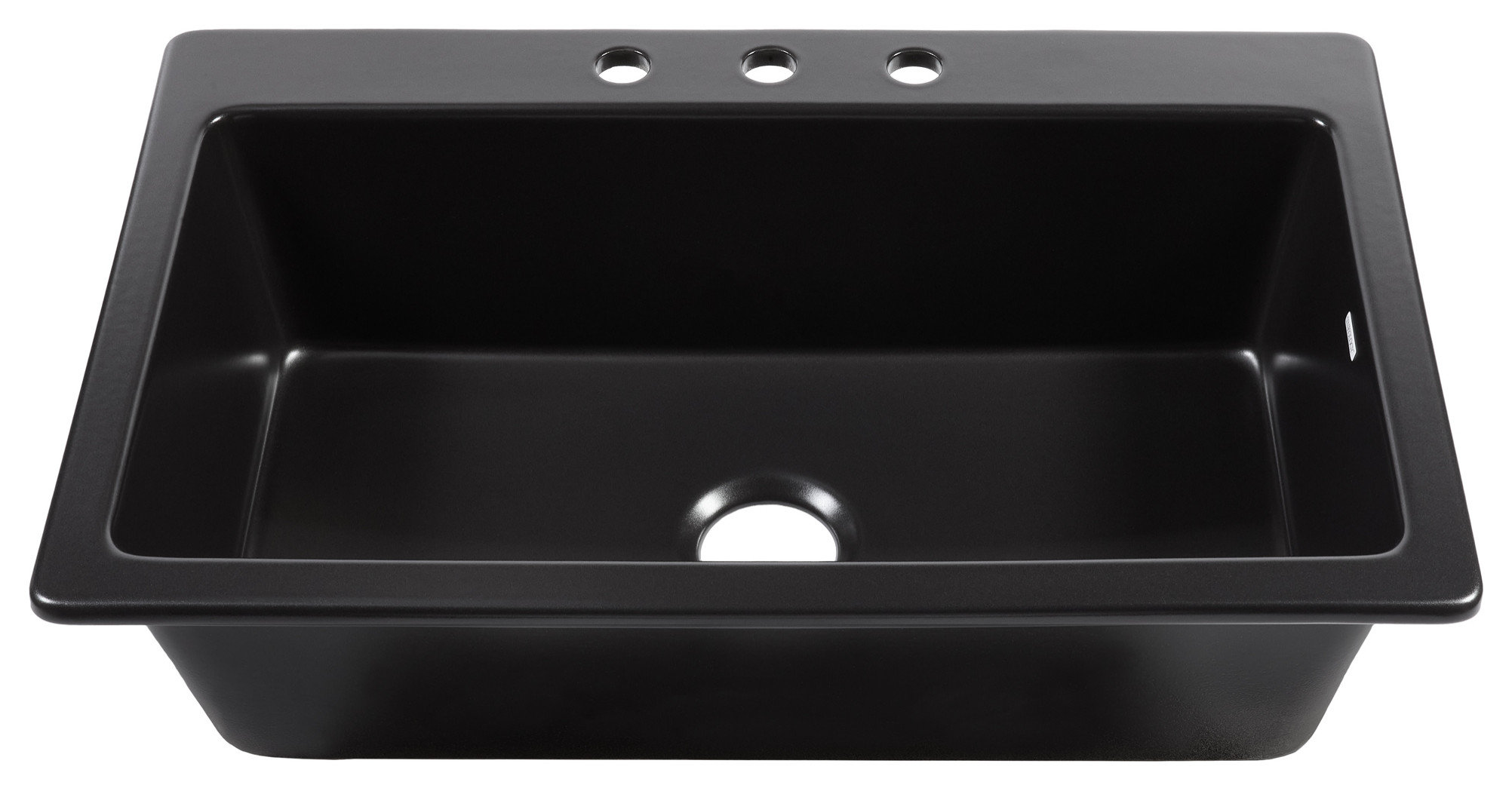 Jackson Matte Black Fireclay 33" Single Bowl Drop-In Kitchen Sink with 3 Holes