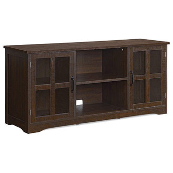 Cori 52" Wood and Glass Console For TVs Up To 55", Espresso