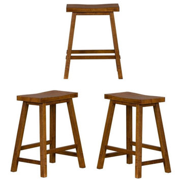 Home Square 3-Piece Furniture Creations 24" Sawhorse Barstool Set in Tobacco