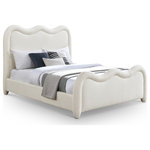 Meridian Furniture - Gavin Upholstered Bed, Cream, Full, Chenille Fabric - The regal Gavin cream chenille fabric full bed is a luxurious yet comfortable option for your bedroom. Its soft, textured finish enhances both modern and traditional decor styles. The bed's clean lines and elegant design, paired with a sturdy frame, ensure durability and long-lasting support for a restful night's sleep.