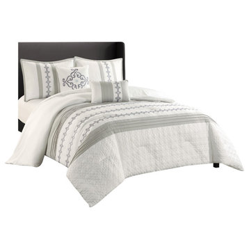 Fabiola 5-Piece Comforter Set, White, King