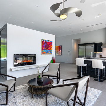 Modern Dark Grey Kitchen with Adriatic in Lead Walnut