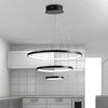 Black 3-Rings LED Modern Chandelier Ceiling Pendant Light, Daylight/6000k