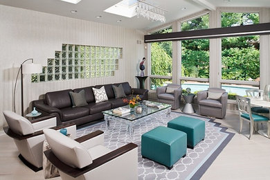 Inspiration for a modern family room remodel in New York