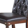 Kipp 25 Inch Set Of 2 Armless Dining Chairs Brown Wood Black Faux Leather