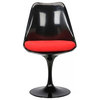 Midcentury Retro Dining Side Chair, Seat: Red, Base: Black
