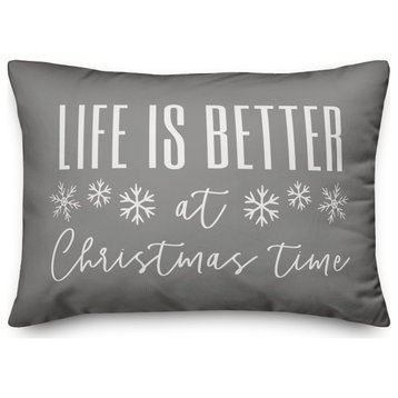 Gray Life Is Better At Christmas Time 20x14 Spun Poly Pillow