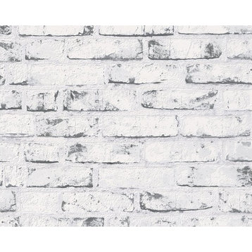 B&W 3, Black and White Look Beige, Gray Wallpaper Roll, Modern Wall Decor