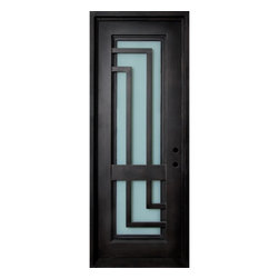 MALIBU - WROUGHT IRON DOOR, FRAME AND GLASS WITH L-SHAPED SCROLLS (1-3/4") - Interior Doors