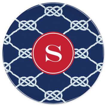 Melamine Plate Nautical Knot Single Initial, Letter S