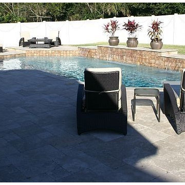 170 - Modern Geometric Pool with Sleek Waterfalls